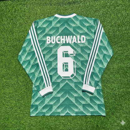 Germany World Cup 1990 Guido Buchwald Green Long Sleeve Football Jersey