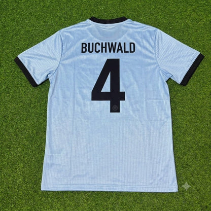 Guido Buchwald Germany 125th Year Special Clear Blue Retro Football Jersey Kit