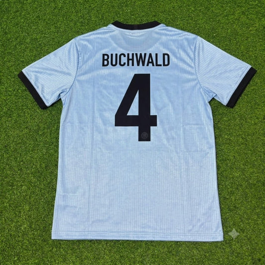 Guido Buchwald Germany 125th Year Special Clear Blue Retro Football Jersey Kit