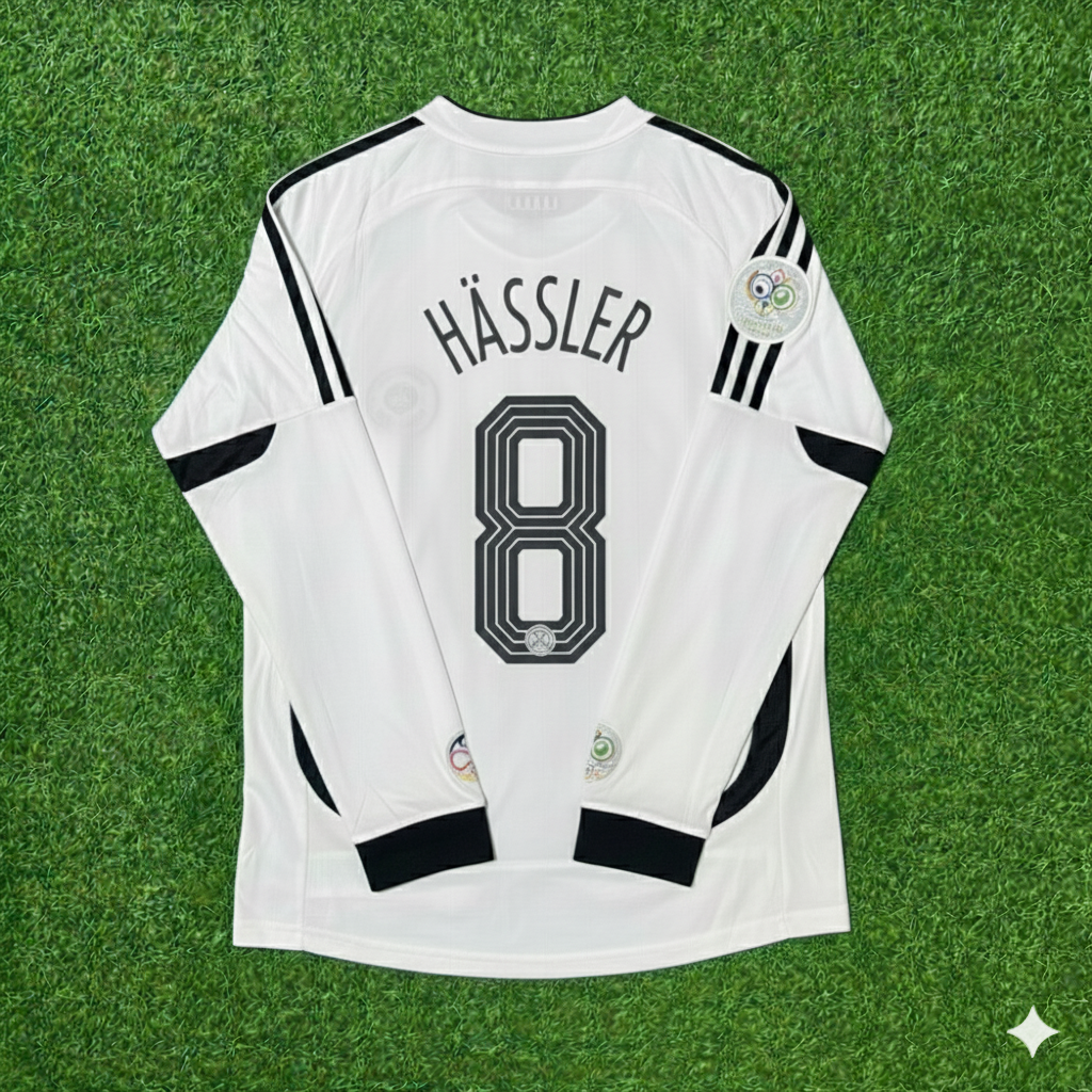 Thomas Hässler Germany World Cup Long Sleeve White Retro Football Jersey Kit
