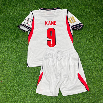 Harry Kane #9 England 2026 World Cup White Kids Football Jersey Kit