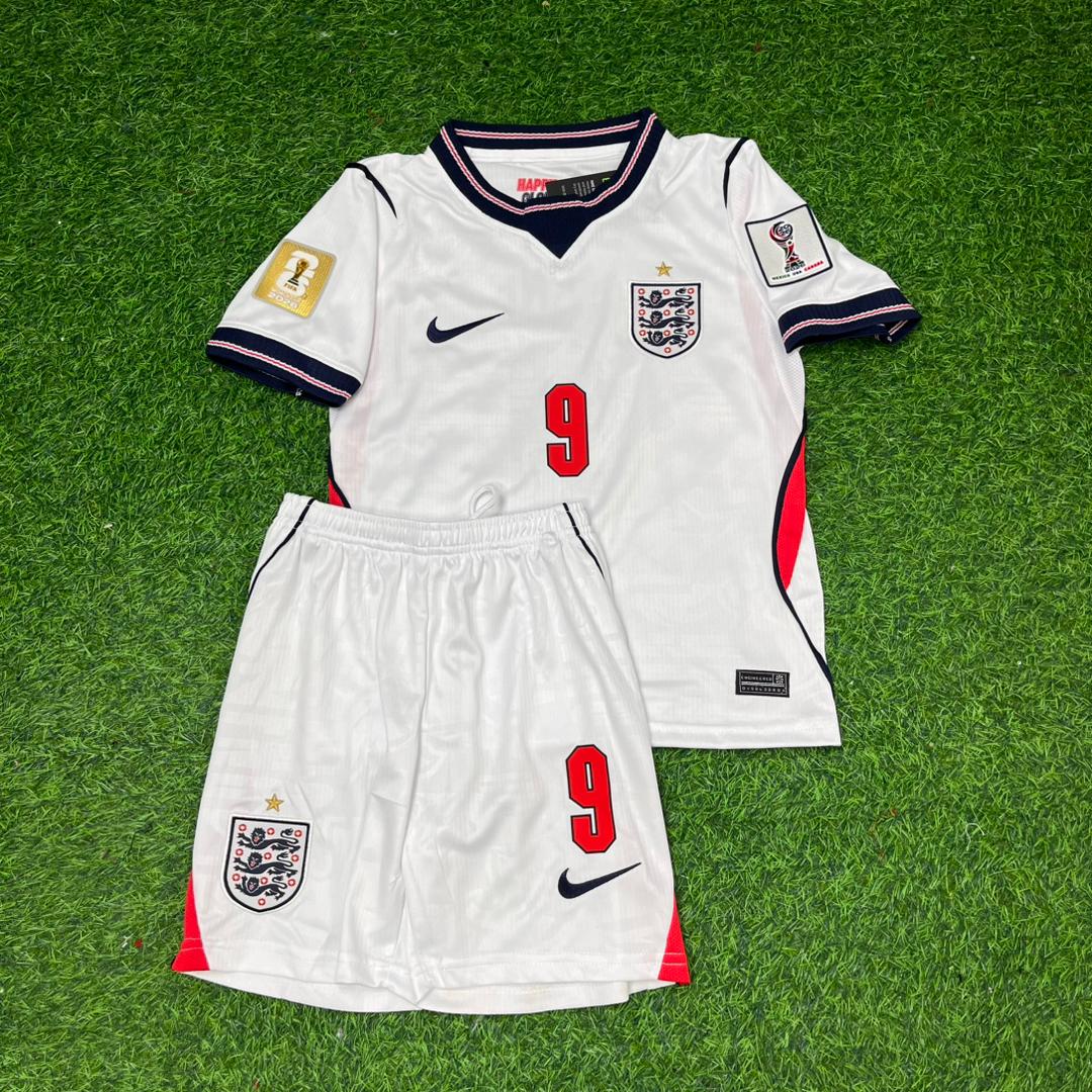 Harry Kane #9 England 2026 World Cup White Kids Football Jersey Kit