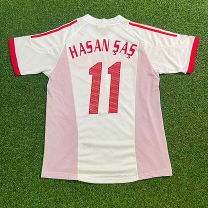 Turkey Türkiye World Cup 2002 Hasan Şaş White Retro Football Jersey