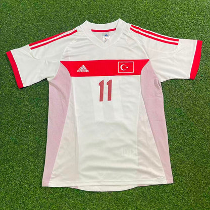 Turkey Türkiye World Cup 2002 Hasan Şaş White Retro Football Jersey