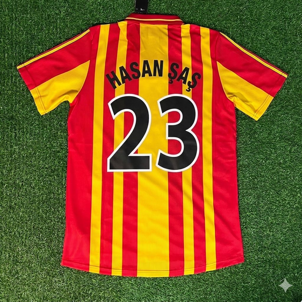 Hasan Sas 23 Galatasaray 2000 UEFA Super Kupa Final Retro Football Jersey Kit Forma