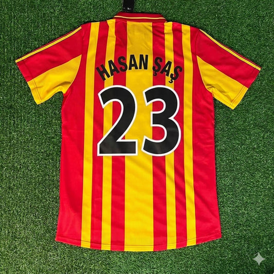 Hasan Sas 23 Galatasaray 2000 UEFA Super Kupa Final Retro Football Jersey Kit Forma