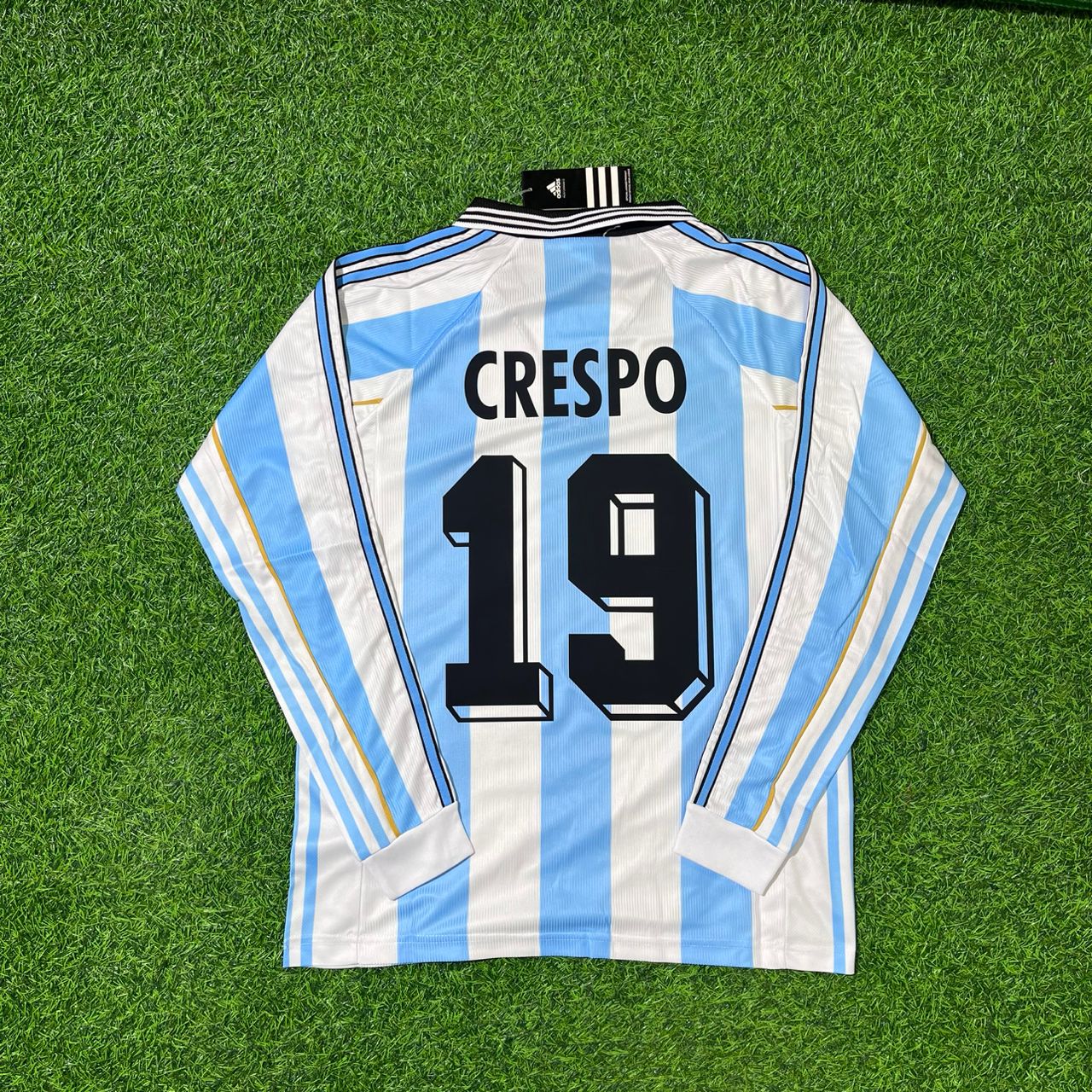 Argentina World Cup 1998 Hernan Crespo White Long Sleeve Retro Football Jersey Kit