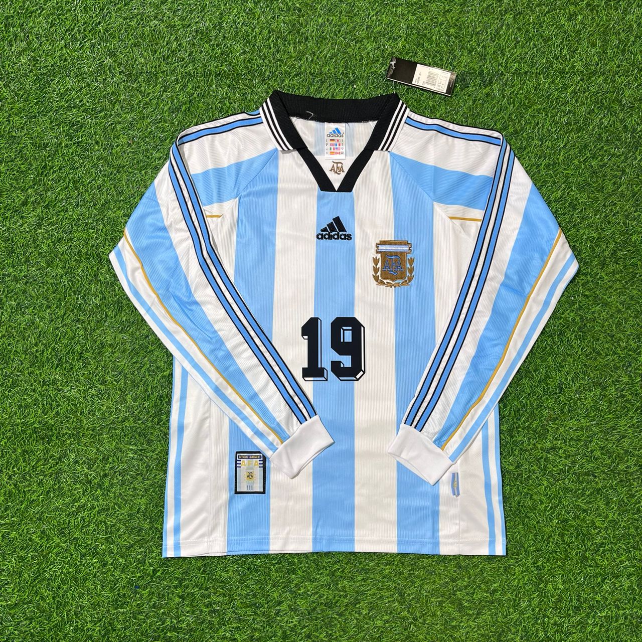 Argentina World Cup 1998 Hernan Crespo White Long Sleeve Retro Football Jersey Kit