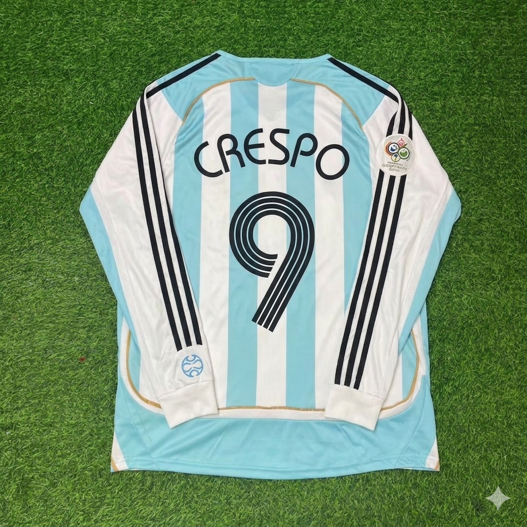 Argentina World Cup 2006 Hernán Crespo #9 Retro Long Sleeve Football Jersey