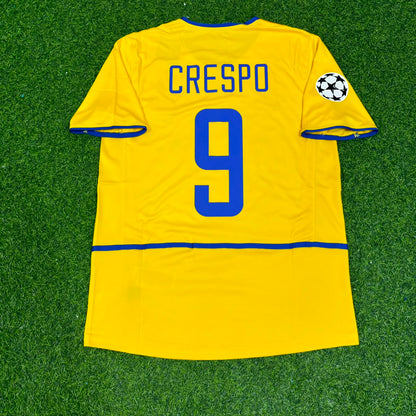 Hernan Crespo Inter Milan 2002-2003 Yellow Retro Football Jersey Kit