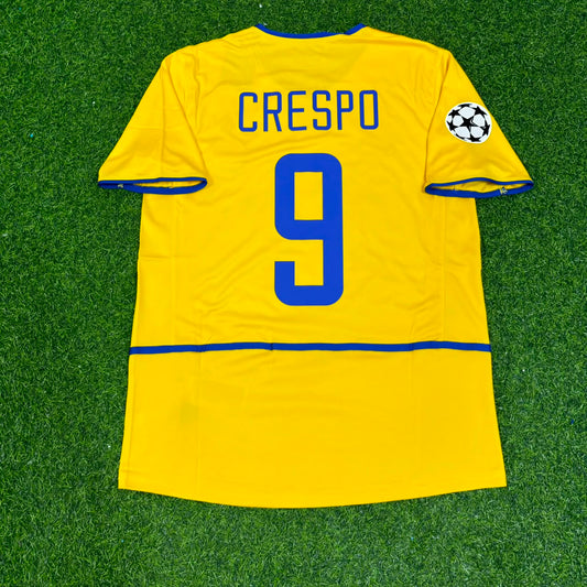 Hernan Crespo Inter Milan 2002-2003 Yellow Retro Football Jersey Kit