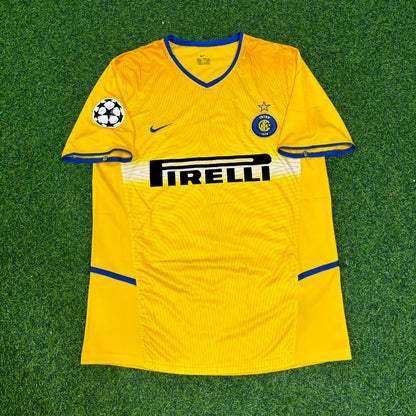 Hernan Crespo Inter Milan 2002-2003 Yellow Retro Football Jersey Kit