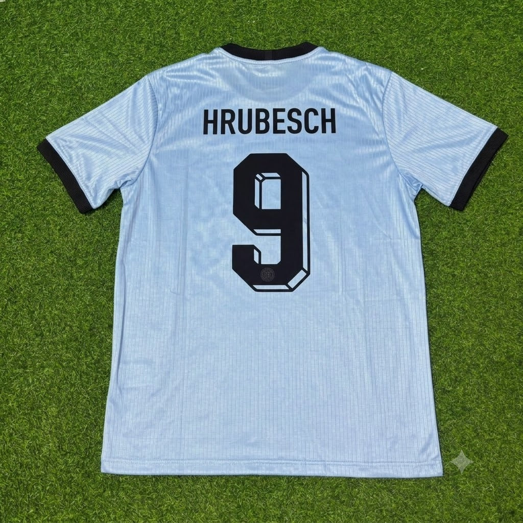 Horst Hrubesch Germany 125th Year Special Clear Blue Retro Football Jersey Kit