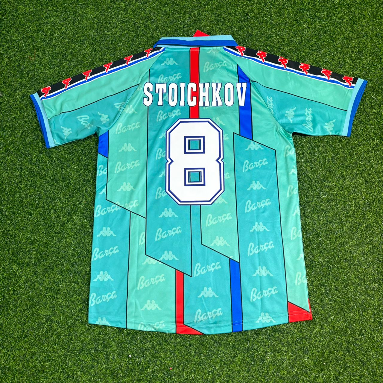 Hristo Stoichkov #8 Barcelona 1996 1997 Home Retro Football Jersey