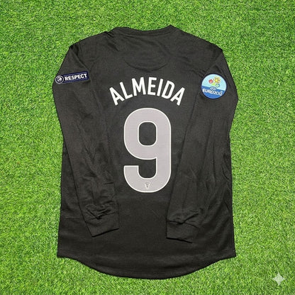 Portugal EURO 2012 Hugo Almeida #9 Away Black Long Sleeve Retro Football Jersey