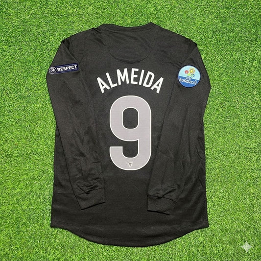 Portugal EURO 2012 Hugo Almeida #9 Away Black Long Sleeve Retro Football Jersey