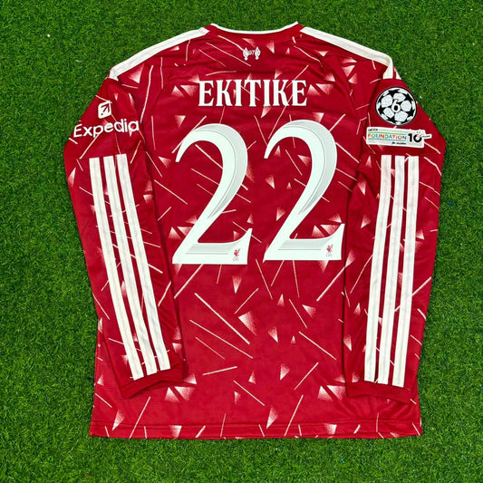 Hugo Ekitike Liverpool 2027 Champions League Patch Long Sleeve Home Football Jersey