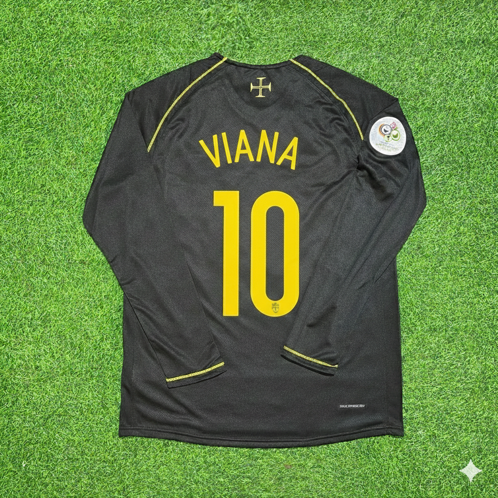 Portugal World Cup 2006 Hugo Viana Long Sleeve Black Retro Football Jersey