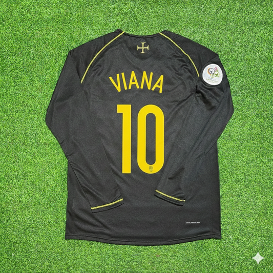 Portugal World Cup 2006 Hugo Viana Long Sleeve Black Retro Football Jersey