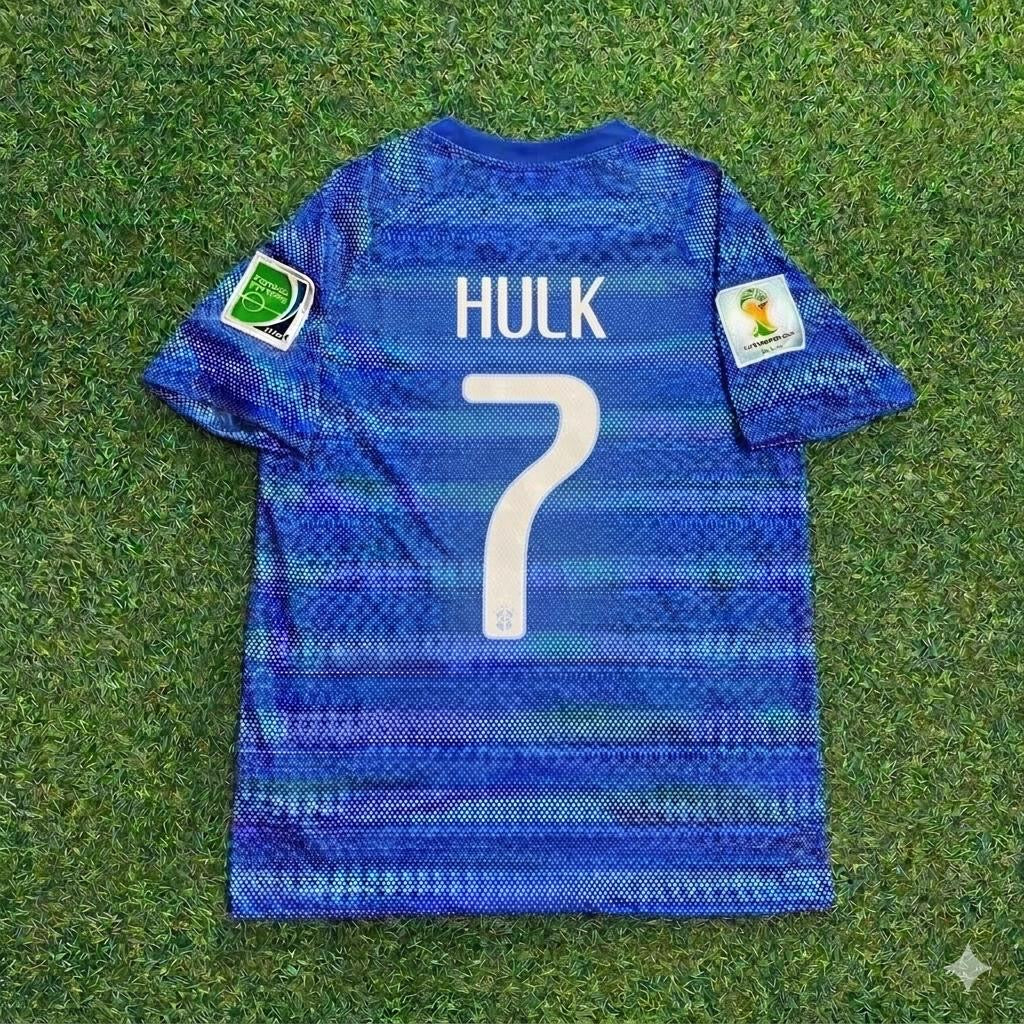 Hulk 7- 2014 World Cup Retro Blue Football Jersey