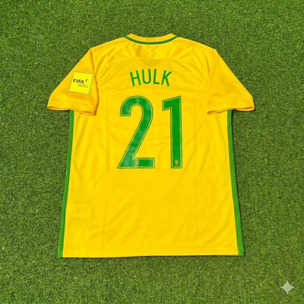 Brazil World Cup 2018 Hulk #21 Home Football Jersey