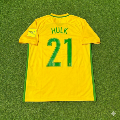 Brazil World Cup 2018 Hulk #21 Home Football Jersey