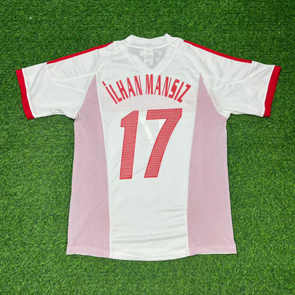 Turkey Türkiye World Cup 2002 İlhan Mansız White Retro Football Jersey