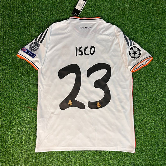 – Isco 23 Real Madrid 2014 Champions League Final White Jersey | Retro Kit | Maillot | Trikot Soccer Kit