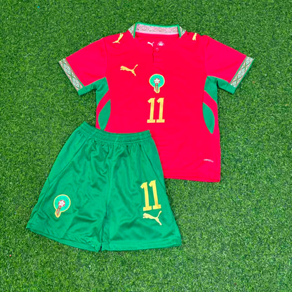 Morocco World Cup 2026 Ismael Saibari #11 Kids Football Jersey
