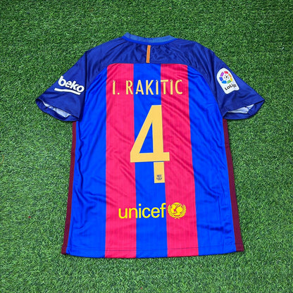 Ivan Rakitić #4 FC Barcelona 2016-2017 Home Retro Football Jersey Kit