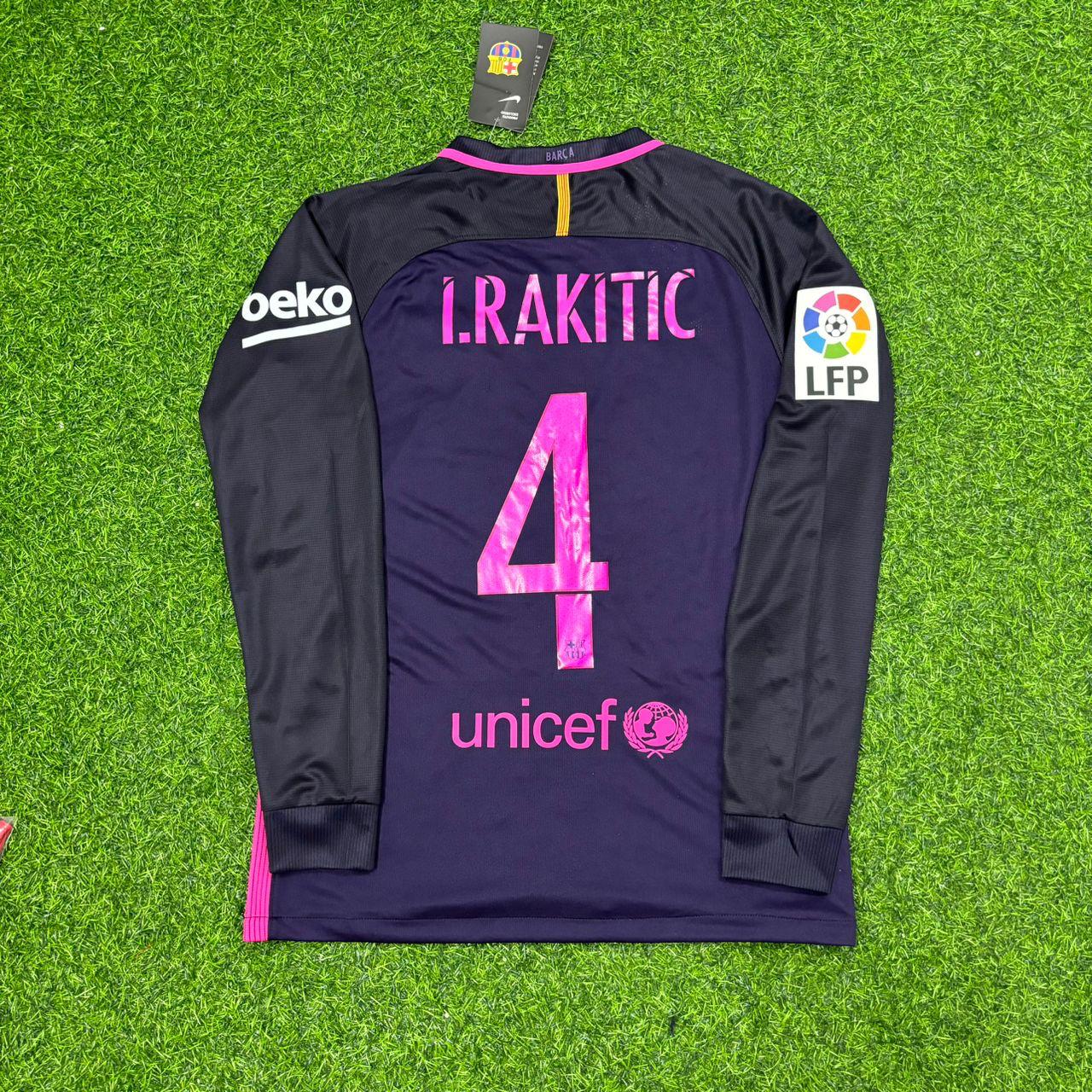 Ivan Rakitic Barcelona 14/15 Retro Pink Printing Long Sleeve Football Jersey