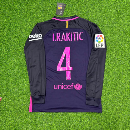 Ivan Rakitic Barcelona 14/15 Retro Pink Printing Long Sleeve Football Jersey
