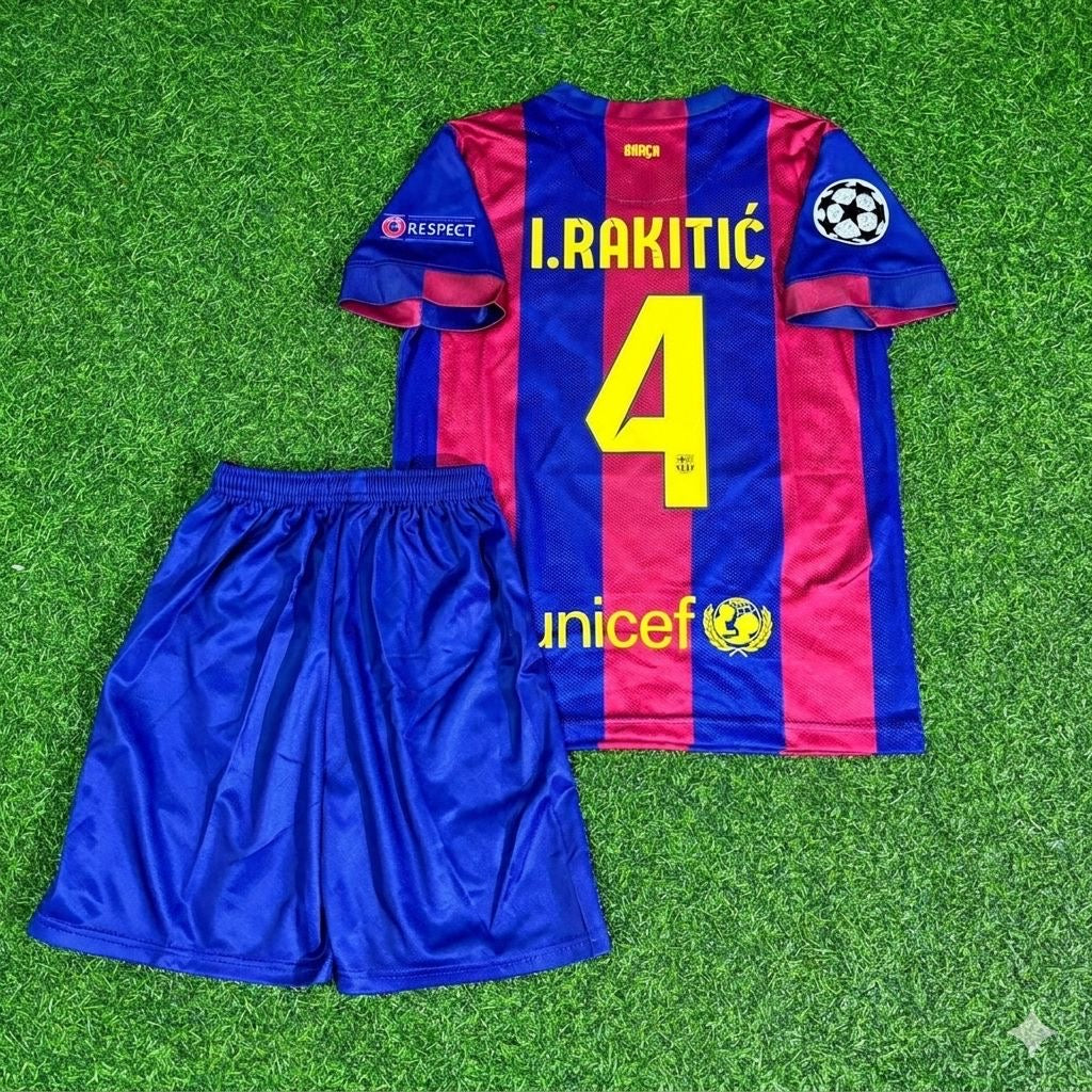 Ivan Rakitić #4 Barcelona 2015 Champions League Final Kids Retro Football Jersey