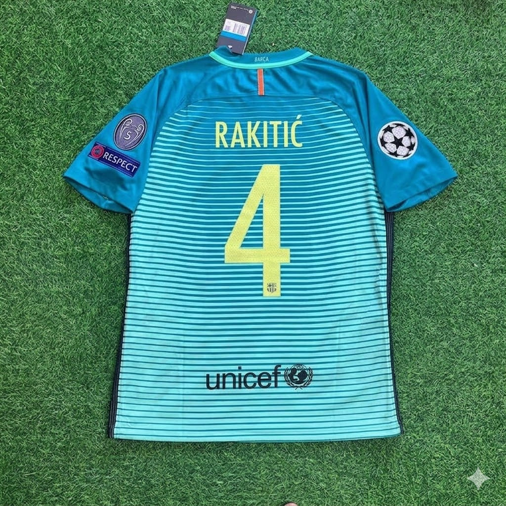 Barcelona Ivan Rakitić #4 2016/17 Away Retro Football Jersey