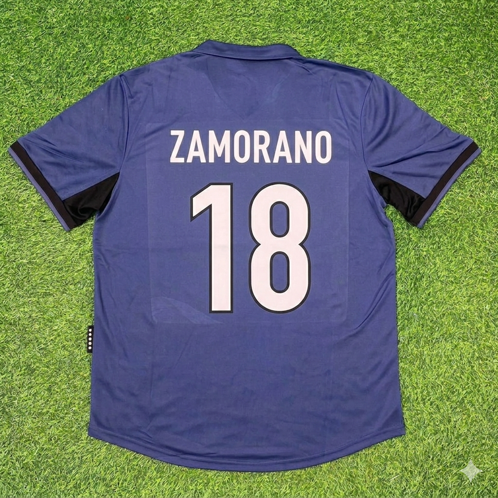Iván Zamorano #18 Inter Milan 1998-1999 Home Retro Football Jersey Kit