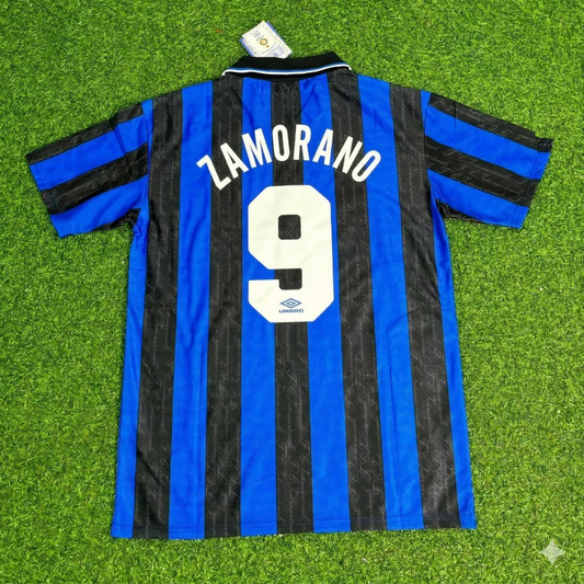 Ivan Zamorano Inter 1997-1998 Home Retro Football Jersey Kit
