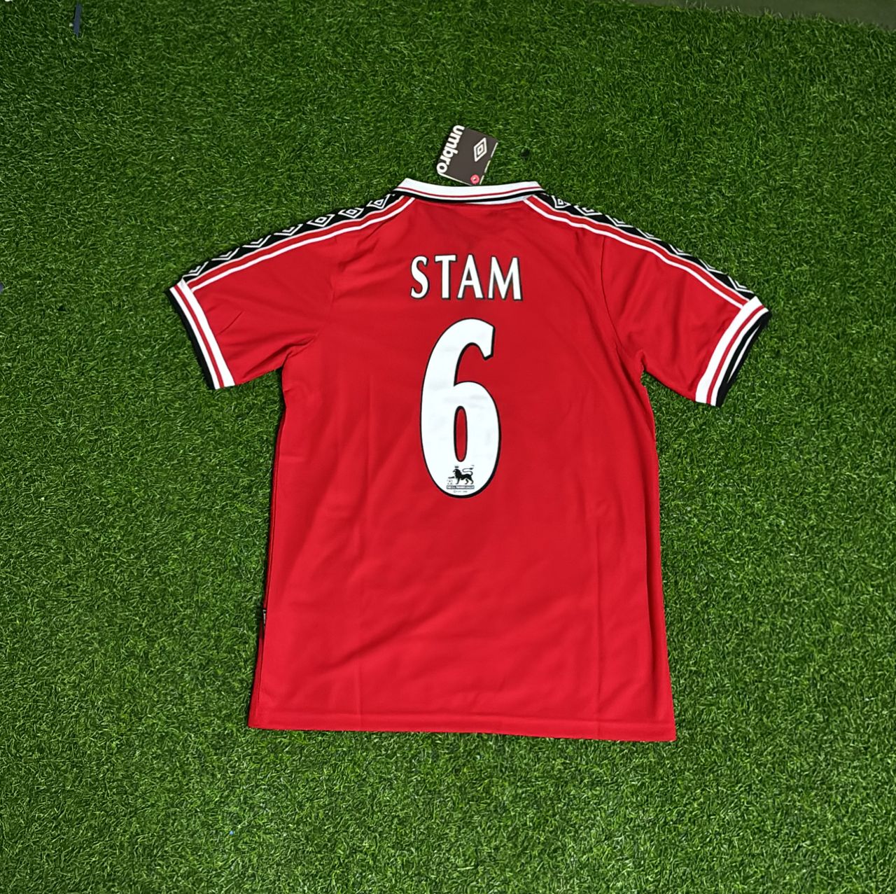 Jaap Stam Manchester United 1999 Red Retro Football Jersey