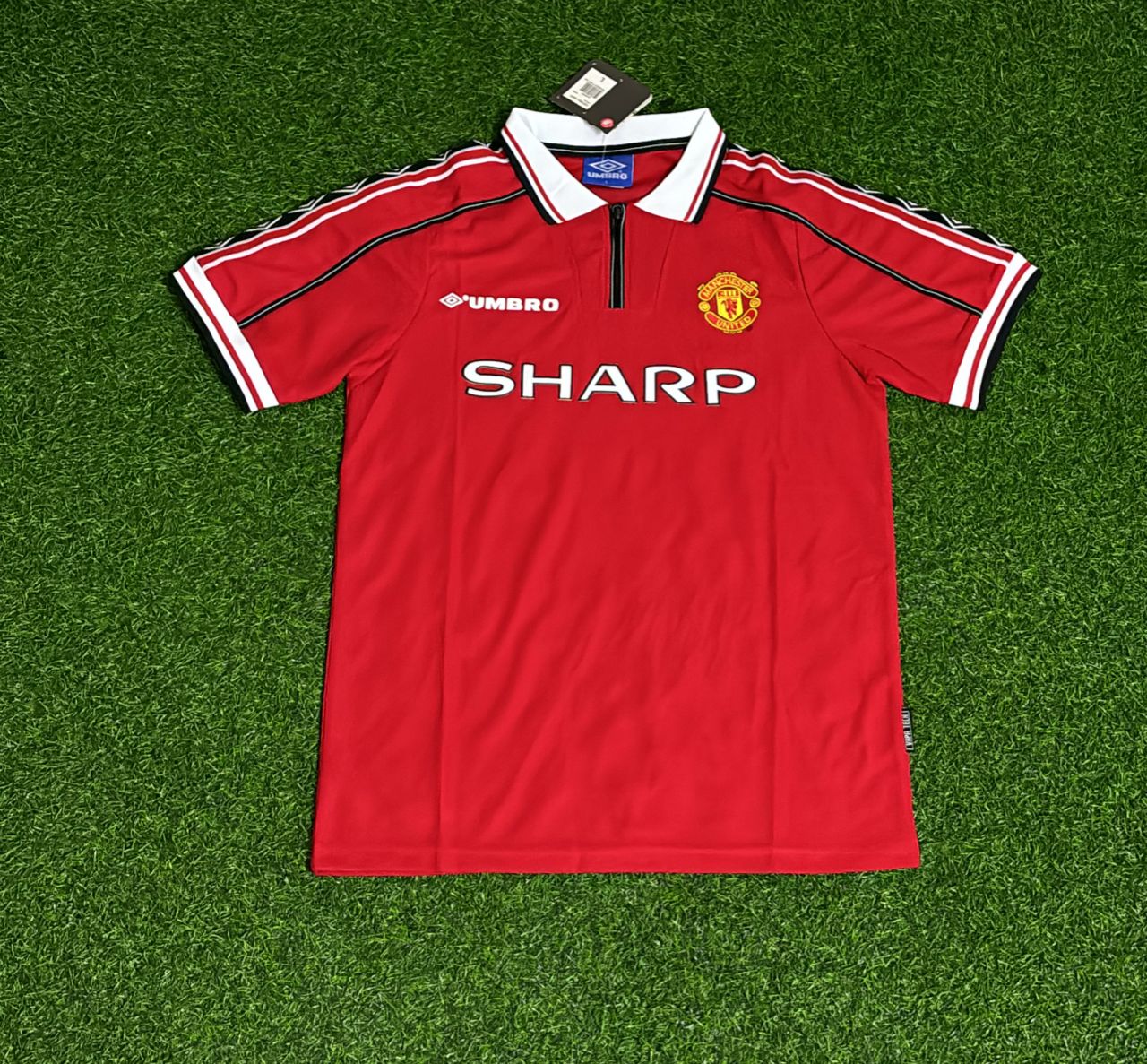 Jaap Stam Manchester United 1999 Red Retro Football Jersey