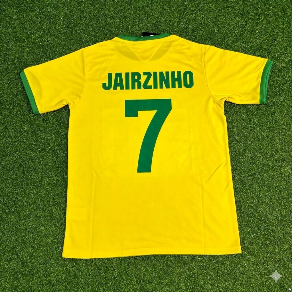 Brazil World Cup 1970 Jairzinho Retro Home Football Jersey