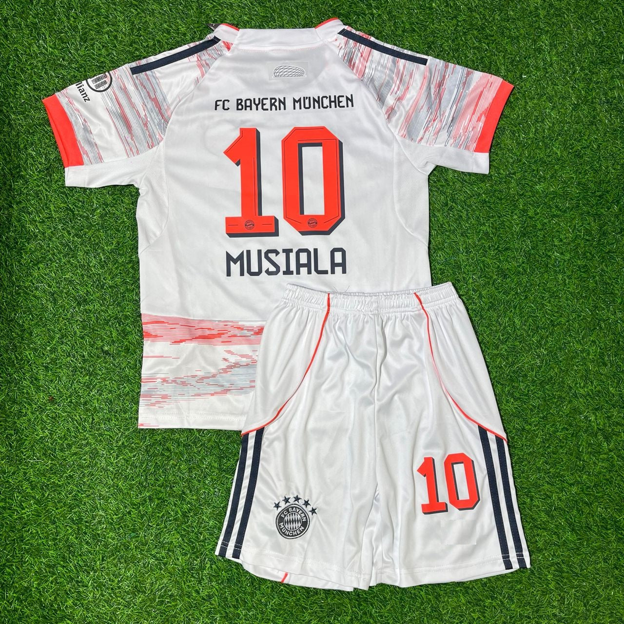 Jamal Musiala Bayern Munich Away Kids Football Jersey Kit