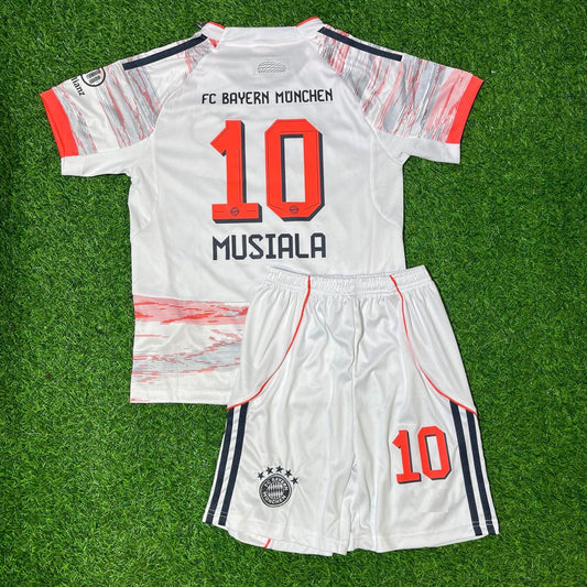 Jamal Musiala Bayern Munich Away Kids Football Jersey Kit