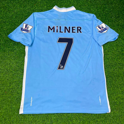 James Milner 7 Manchester City 2011/12 Home Kit Blue Retro Football Jersey