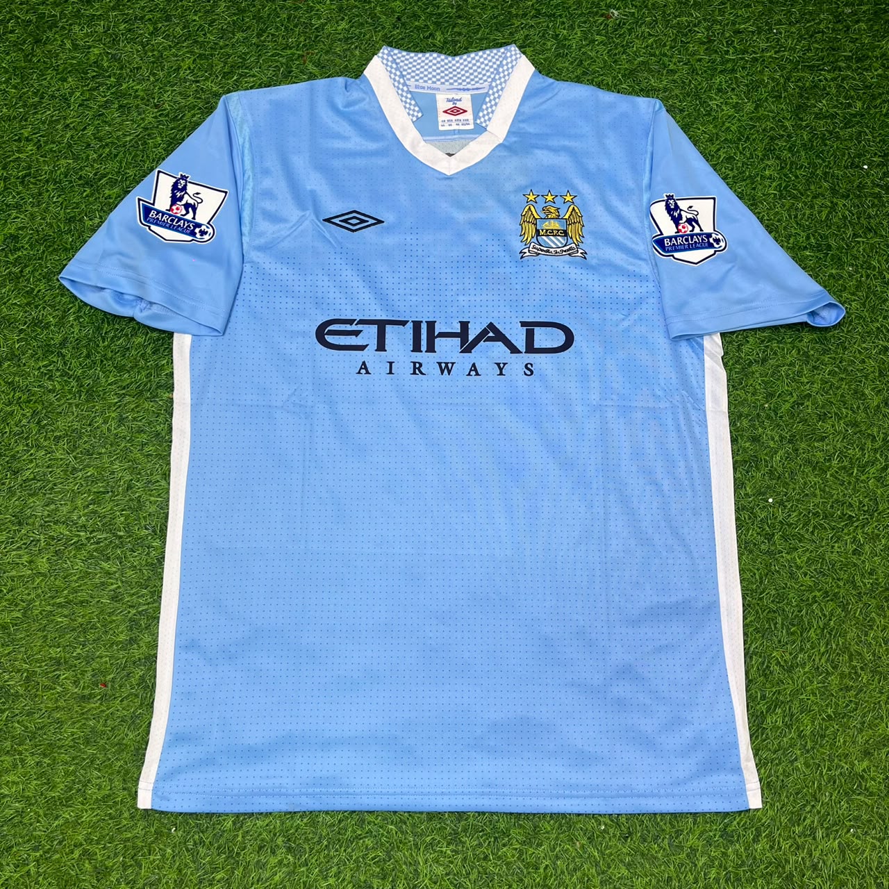 James Milner 7 Manchester City 2011/12 Home Kit Blue Retro Football Jersey