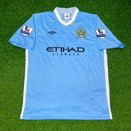 James Milner 7 Manchester City 2011/12 Home Kit Blue Retro Football Jersey