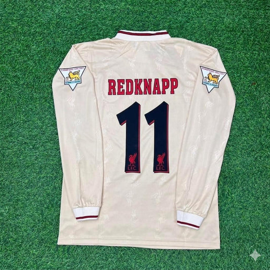 Jamie Redknapp Liverpool 1996 1997 Retro Away White Long Sleeve Football Jersey