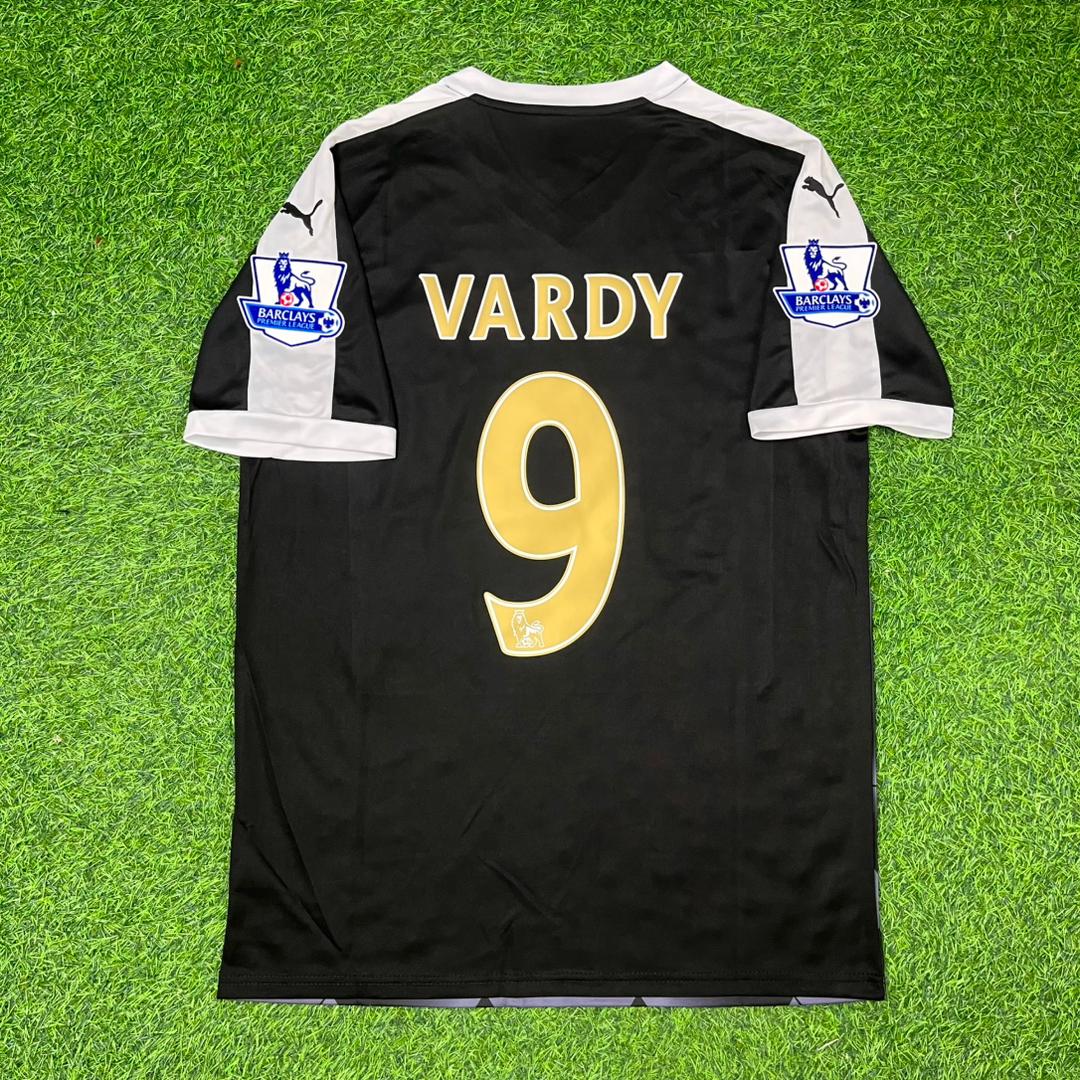 Jamie Vardy Leicester City 2015-2016 Away Black Retro Football Jersey Kit