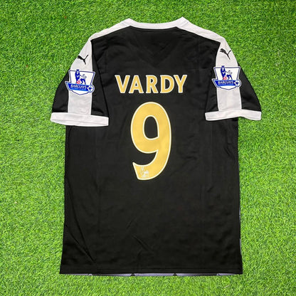 Jamie Vardy Leicester City 2015-2016 Away Black Retro Football Jersey Kit