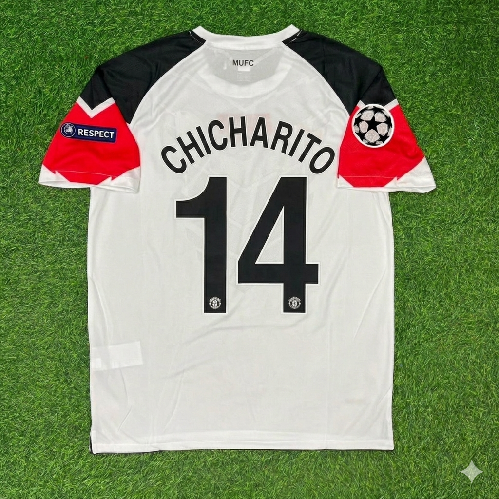 Chicharito #14 Manchester United 2011 Champions League Final White Football Jersey Kit