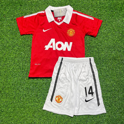 Javier Hernández Chicharito Manchester United 2010/2011 Retro Kids Home Football Jersey Kit
