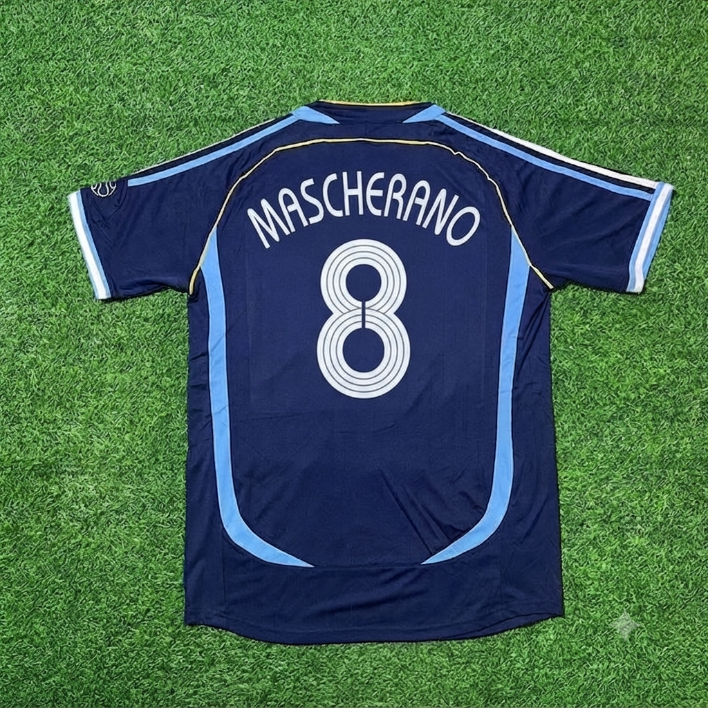 Argentina World Cup 2006 Javier Mascherano #8 Dark Blue Home Retro Football Jersey Kit